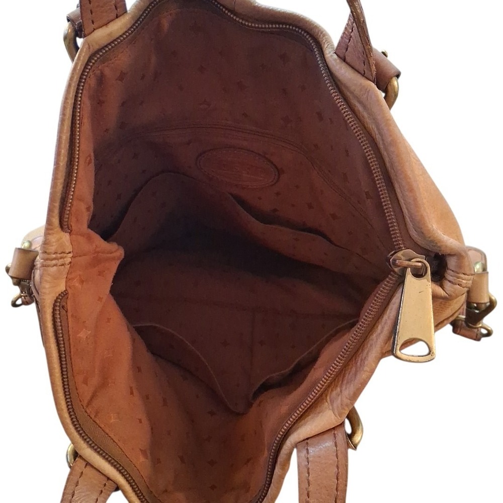Fossil Explorer Tan Leather Fold Over Messenger Tote Crossbody Bag Unisex READ - Picture 10 of 15